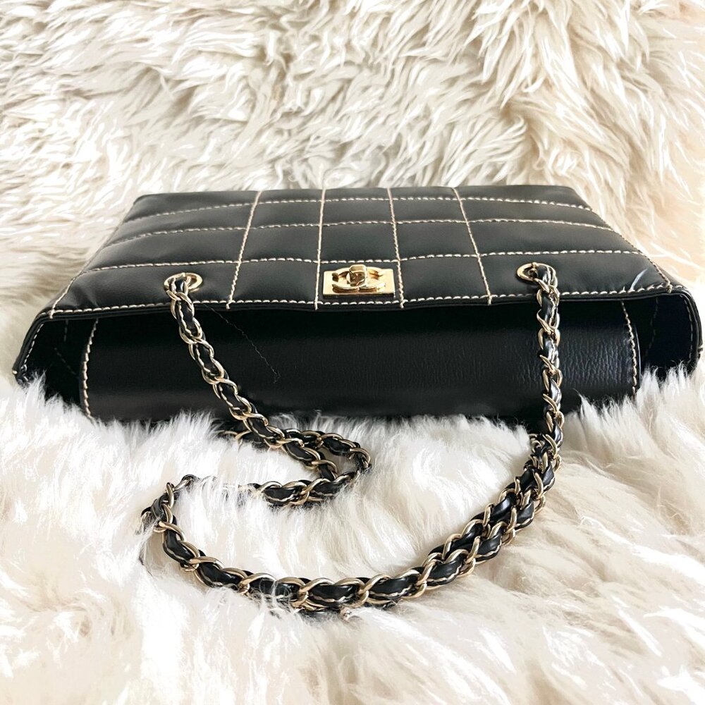 Chanel Chocolate Bar Wild Stitch Chain Bag in Black Leather with Gold Hardware - Picture 7 of 16